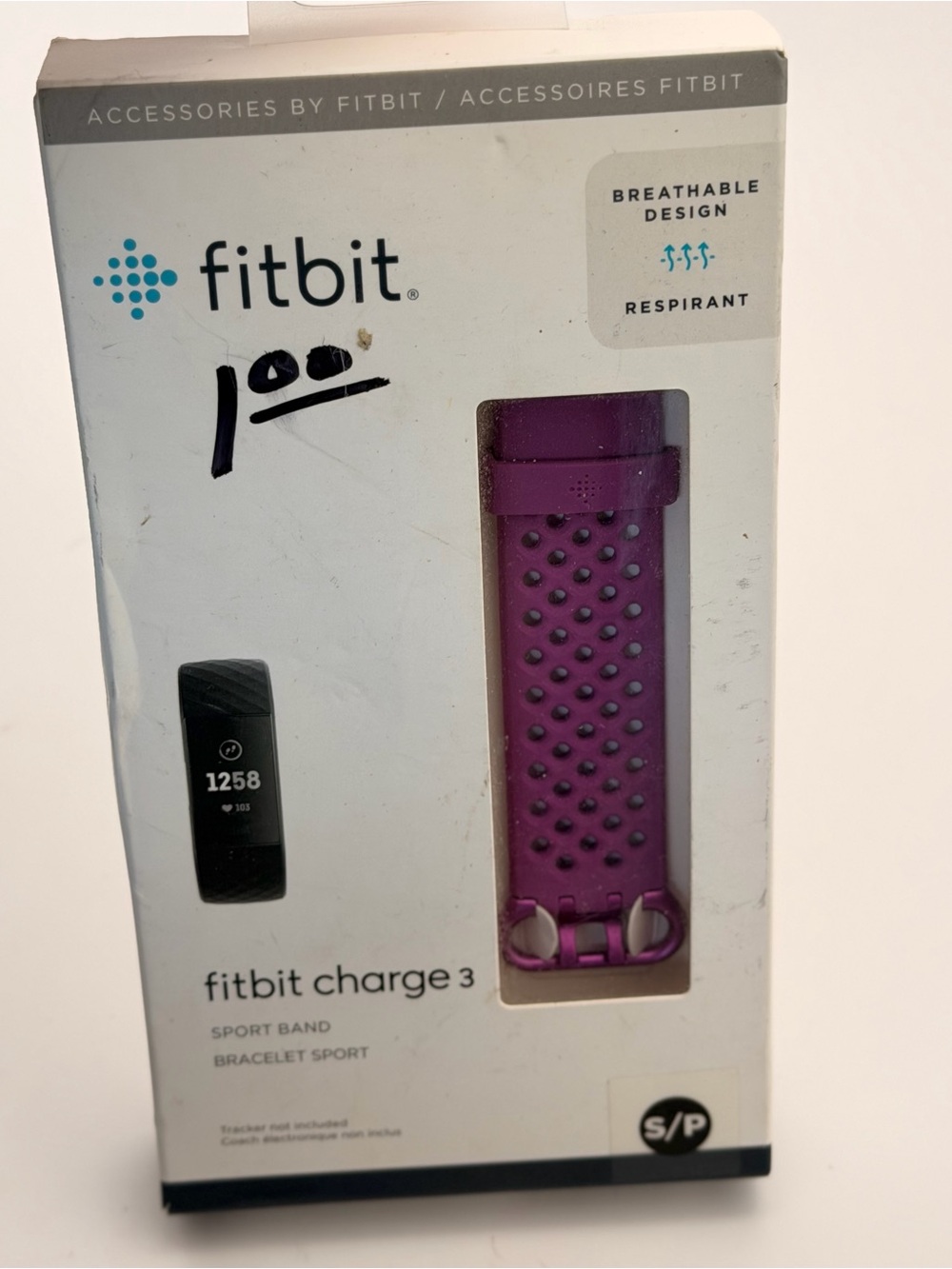 Fitbit OEM Purple Replacement Band, Charge 3 & 4, breath-through, new